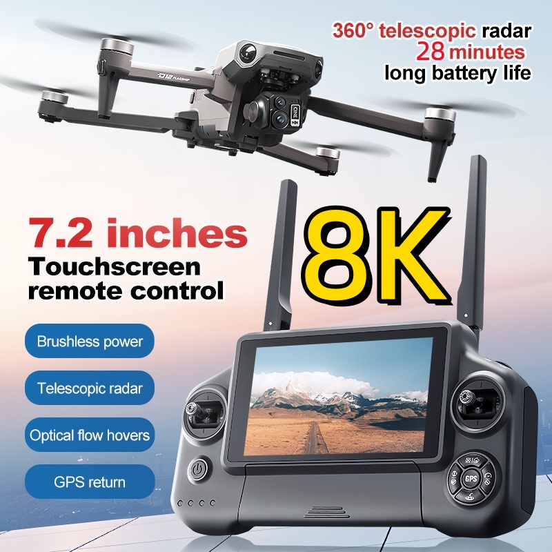 8K 3 Axis Gimbal Brushless 7.2 - Drone Rc Plegable のレビューと価格