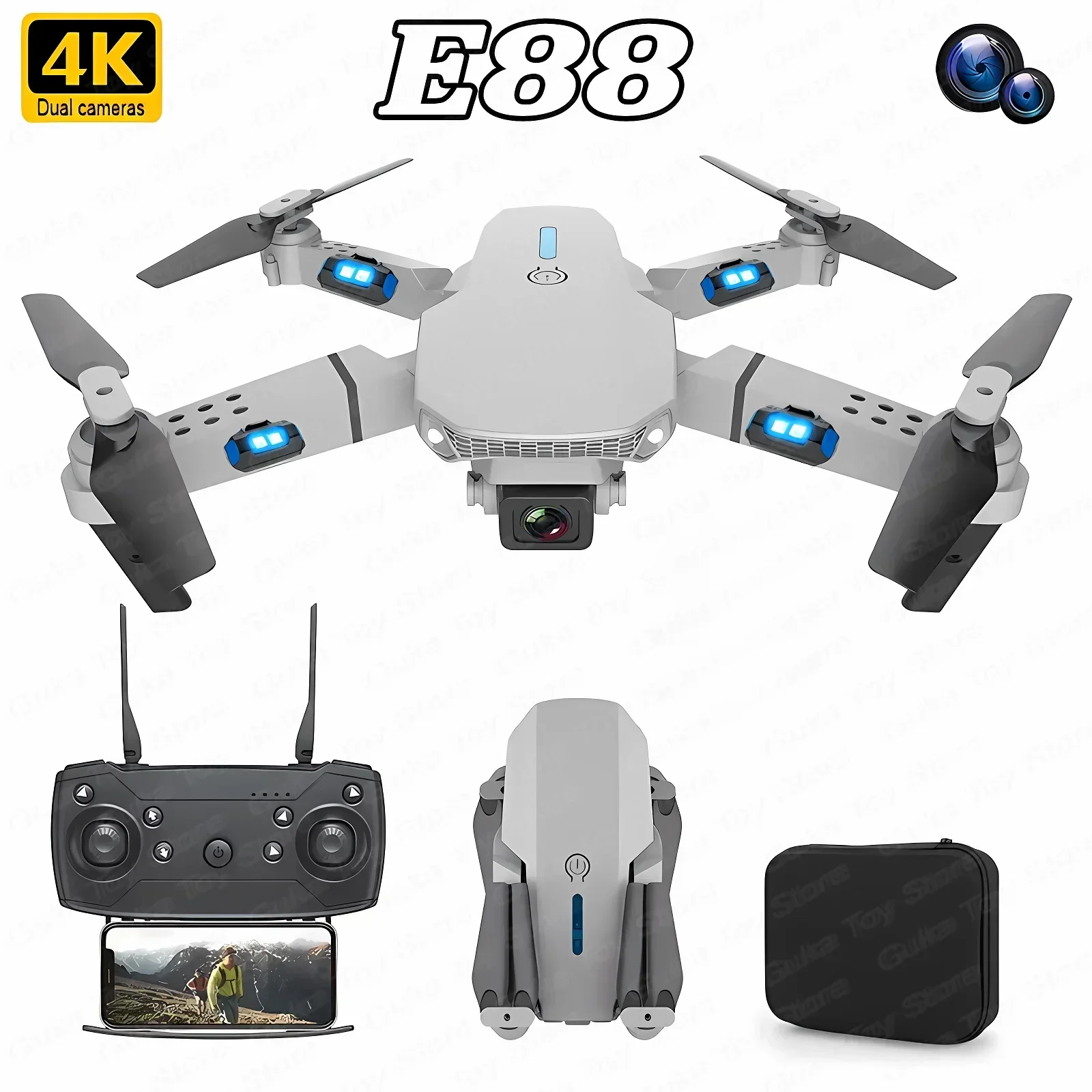 E88 Pro WIFI FPV Drone Wide An - Drone Rc Fpv Pro のレビューと価格