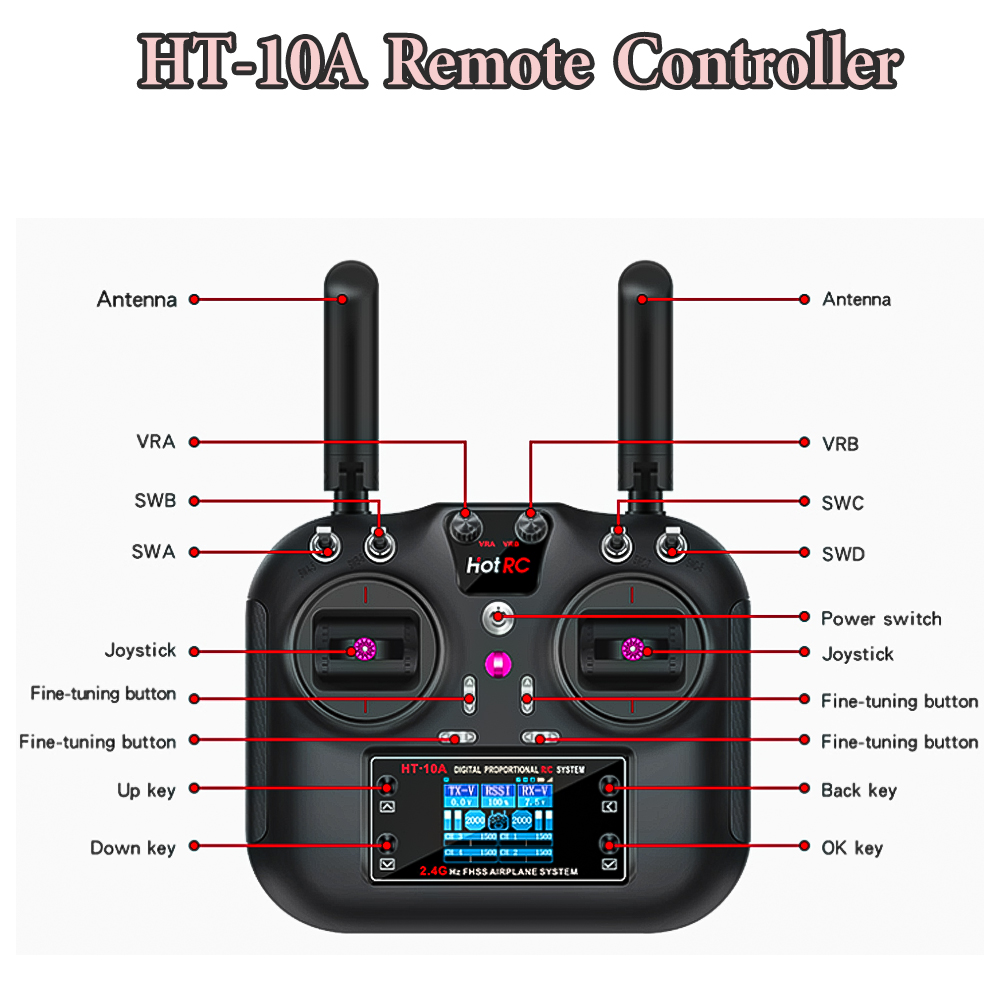 Hotrc HT-10A 2.4G 10CH Transmi - Drone Rc Transmitter And Receiver のレビューと価格