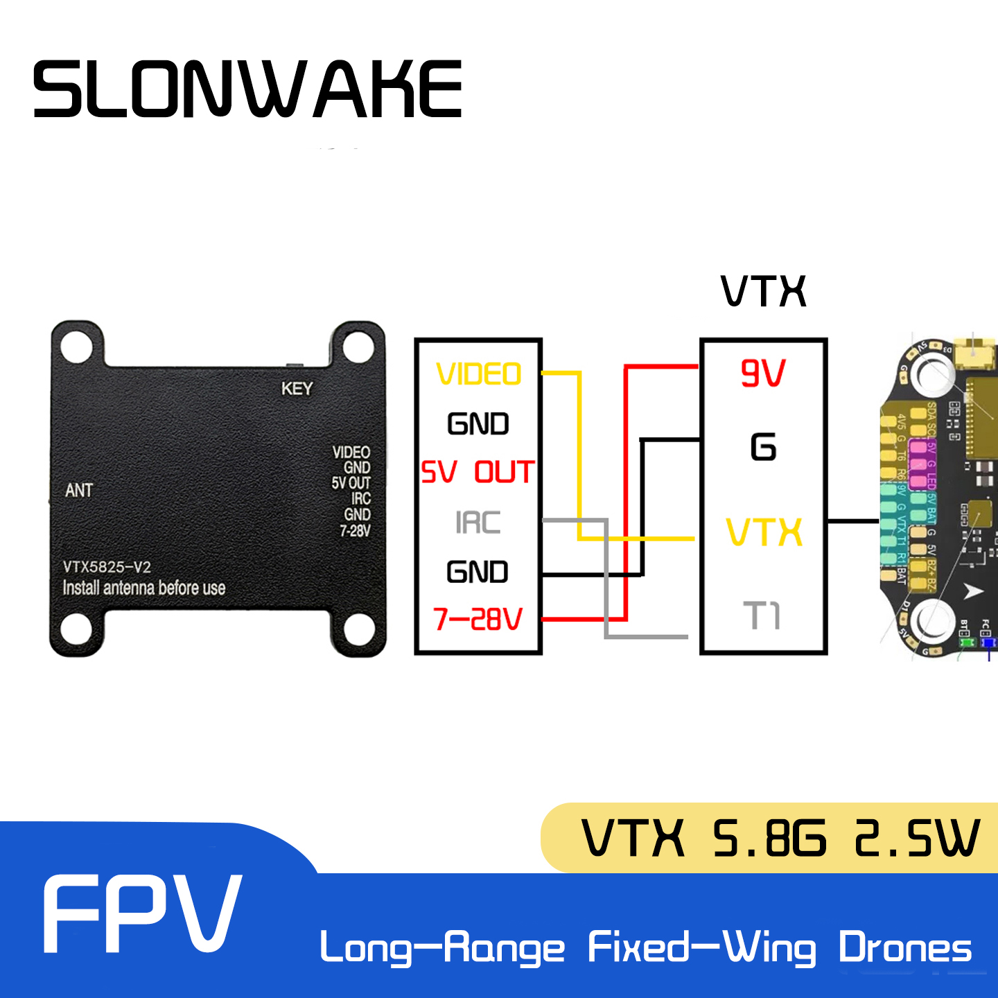 SLONWAKE 5.8G 48CH FPV Transmi - Drone Rc Transmitter And Receiver のレビューと価格