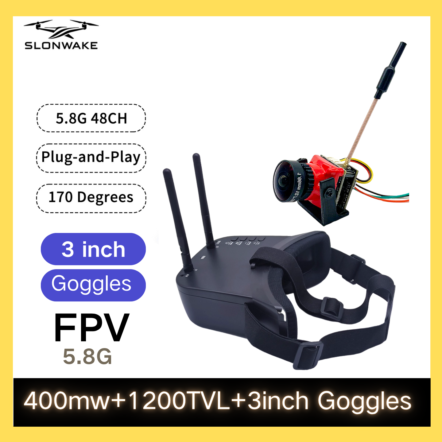 SLONWAKE 5.8G 48CH FPV 400mw V - Drone Rc Transmitter And Receiver のレビューと価格