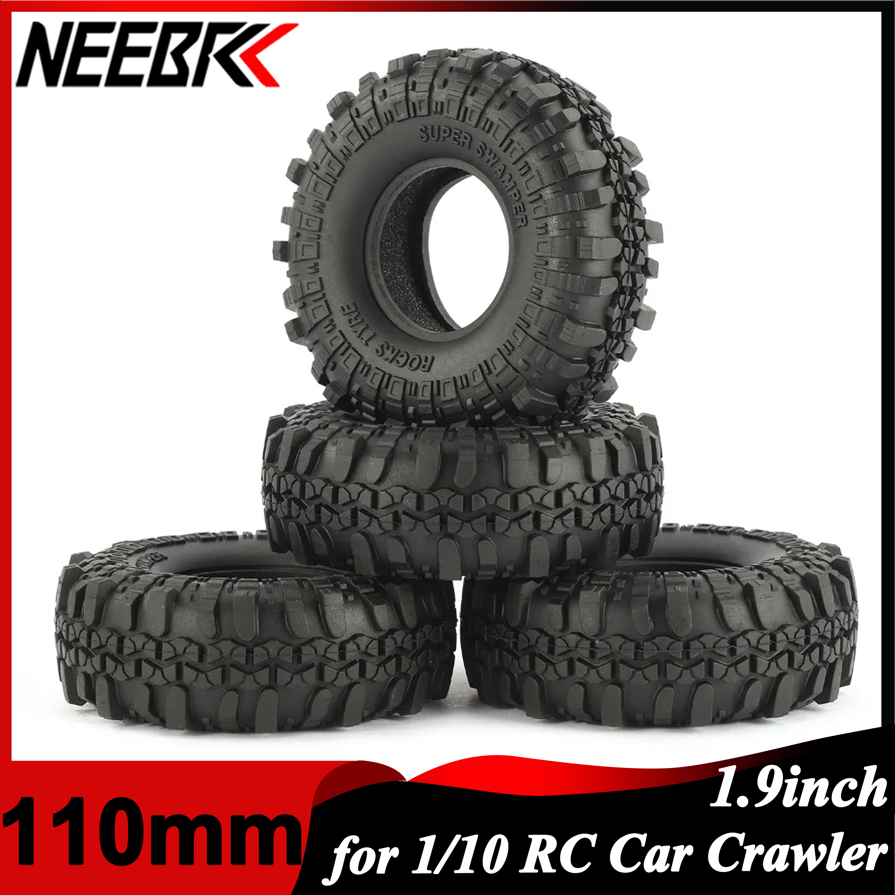 4PCS 1.9 Inch 110mm Rubber Tyr - Rc Rock Crawler のレビューと価格